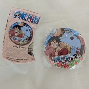 one piece luffy & jinbei pin badge